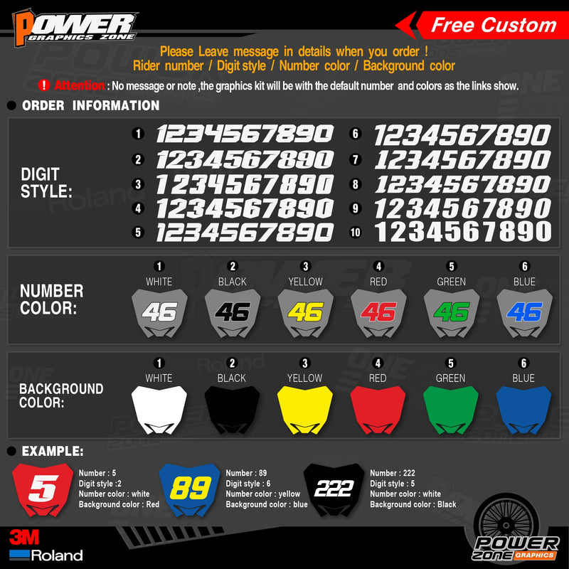 PowerZone Custom Team Graphics Hintergründe Aufkleber 3M Aufkleber Kit für KTM SX SXF MX 16–18 EXC XCW Enduro 17–19 125 bis 500 cc 23