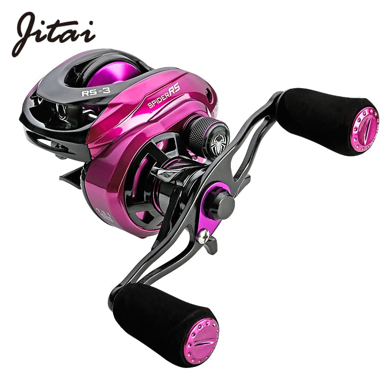 Carrete de pesca Jitai RS-3 Gull Wing Baitcasting 7,3: 1 de alta velocidad 19 LB Max Drag carrete ultraligero pesca de carrete de fundición de carpa