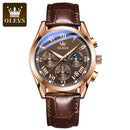 Reloj OLEVS deportivo multifuncional tres ojos seis agujas cronógrafo impermeable luminoso reloj de hombre