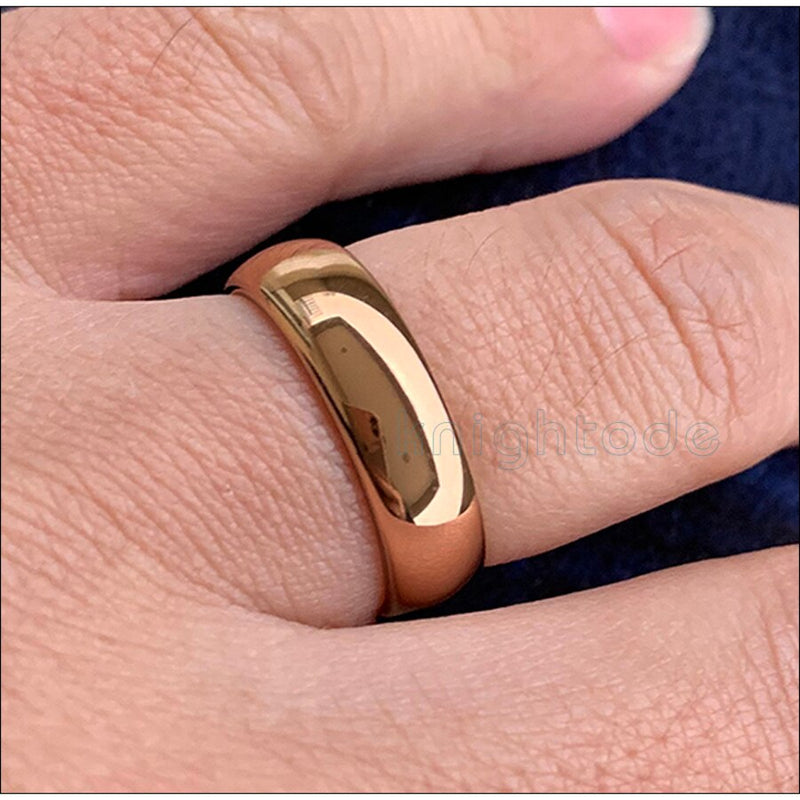 Anillo de boda clásico de tungsteno de oro rosa para mujeres y hombres, banda de compromiso de carburo de tungsteno, anillo de cúpula con acabado pulido de 8mm y 6mm