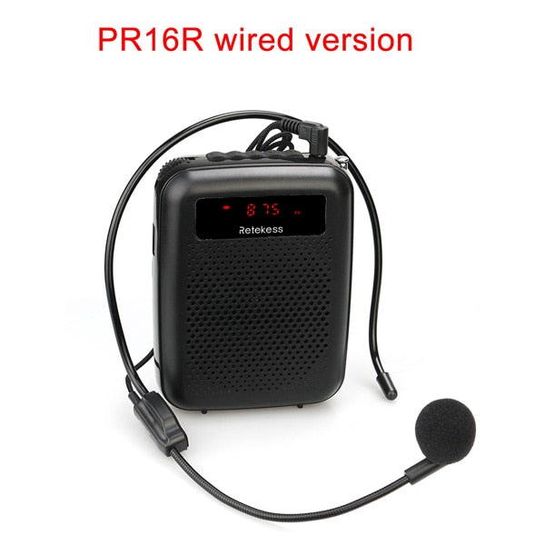 RETEKESS PR16R Megaphone Portable Voice Amplifier Microphone Speaker 12W FM Recording Mp3 Player FM Radio Tour Guide Teaching