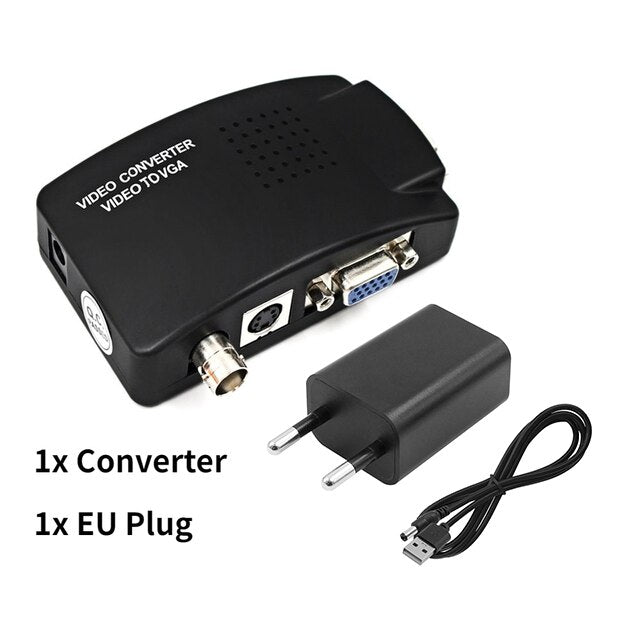 Convertidor de vídeo BNC VGA compuesto S-Video a VGA, adaptador de salida VGA, caja de interruptor Digital para PC, Mac, TV, cámara, DVD, DVR