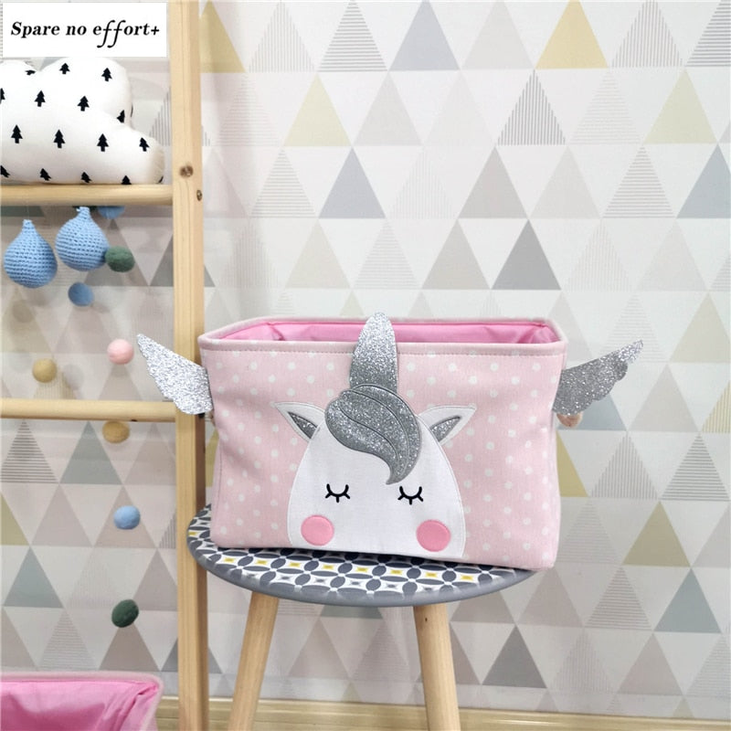 Sundries Storage Barrels High Capacity Pink Cat Dinosaur Foldable Toy Storage Box Home Organizer Dirty Laundry Basket