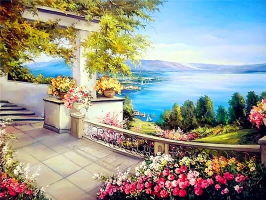 5D DIY Diamond Painting Full Square Landscape Cross stitch Kit Diamond Embroidery Flower Sea Mosaic Picture Of Rhinestones Decor