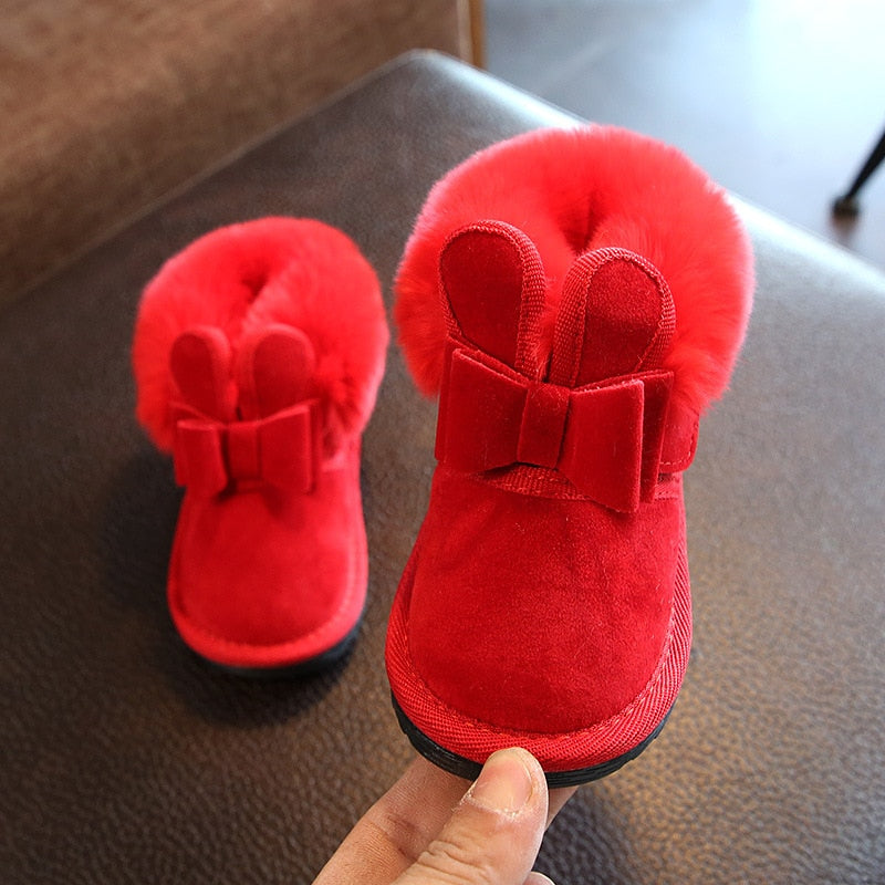 AINYFU bebé niña botas de nieve niños niña bota invierno cálido conejo de peluche princesa zapatos niños zapatillas encantadoras botas suaves B194