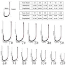 50pcs/ Box Long Shank Fishing Hook 1#-10# Fish Hooks High Carbon Steel Sharp Barbed Offset Narrow Bait Hook Fishhook