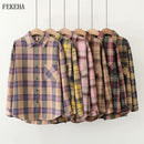 Plaid Shirts Women Top And Blouses Long Sleeve Oversized Cotton Ladies Casual Blusas One Pocket Loose Female Checked Shirt 2022
