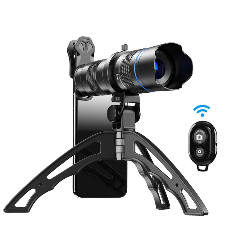 APEXEL HD Metal 20-40x zoom telescopio teleobjetivo lente de cámara de teléfono monocular + mini trípode para Samsung iPhone todos los teléfonos inteligentes