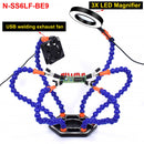 Toolour Multi Soldering Station Helping Third Hand 3X USB LED Magnifying Glass Lamp USB Fan  For PCB Welding Repair Station Tool