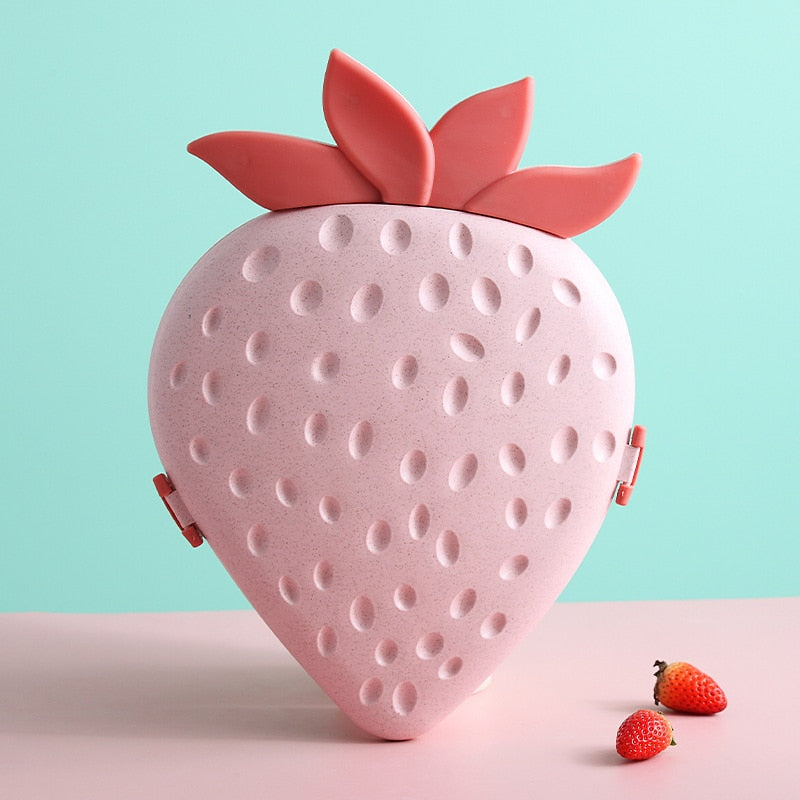 New Kawaii Strawberry Bowl Fruit Candy Storage Box With Lid Creative Modern Plastic Snack Dried Fruit Storage Box Organizer
