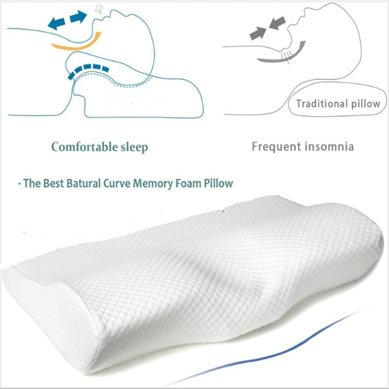 White Memory Foam Pillow for Sleeping Bed Pillow for Neck Pain Orthopedic Pillow Massage Cervical Protection for Bedroom Pillows