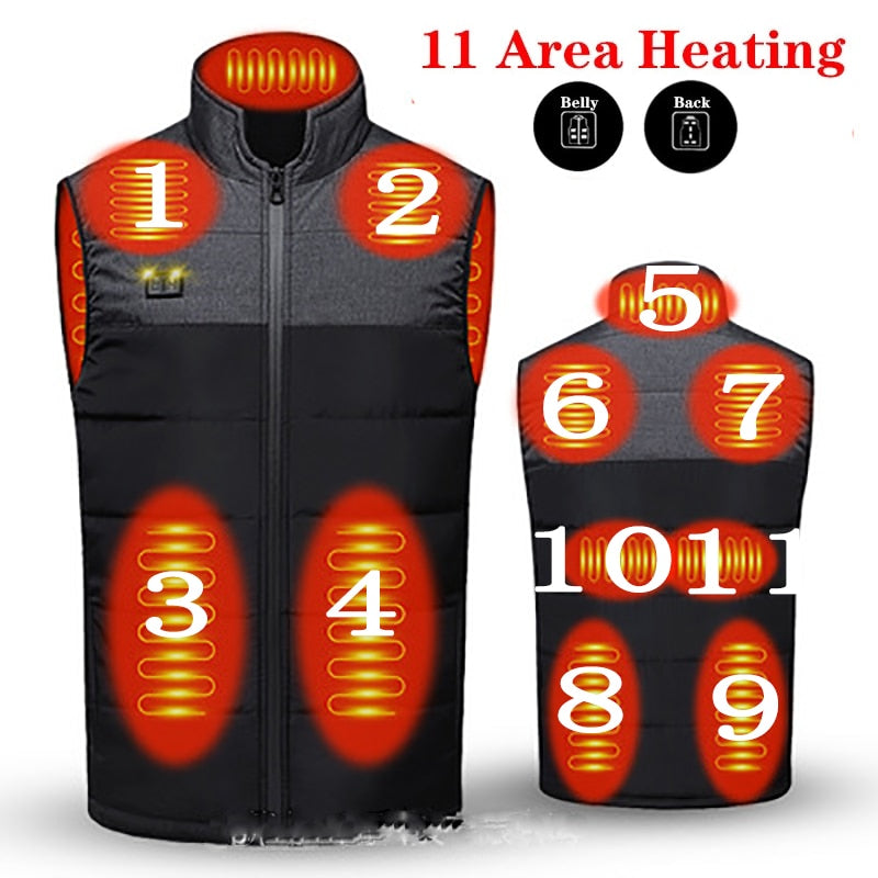 Chaqueta térmica eléctrica para hombre de invierno al aire libre, chaleco con calefacción USB, ropa térmica de invierno, pluma, Camping, senderismo, chaqueta de caza cálida