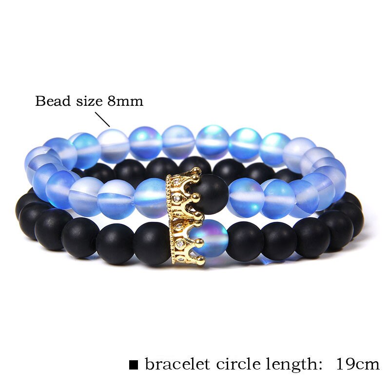 Pulsera con cuentas de piedra lunar de 8mm para Mujeres Hombres Chakra Yoga piedra brillante pulsera con abalorios pulsera hecha a mano joyería