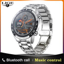 LIGE 2021 Neue Smart Watch Männer Voller Touchscreen Sport Fitness Uhr Wasserdicht Bluetooth Anruf Für Android iOS Smartwatch Herren