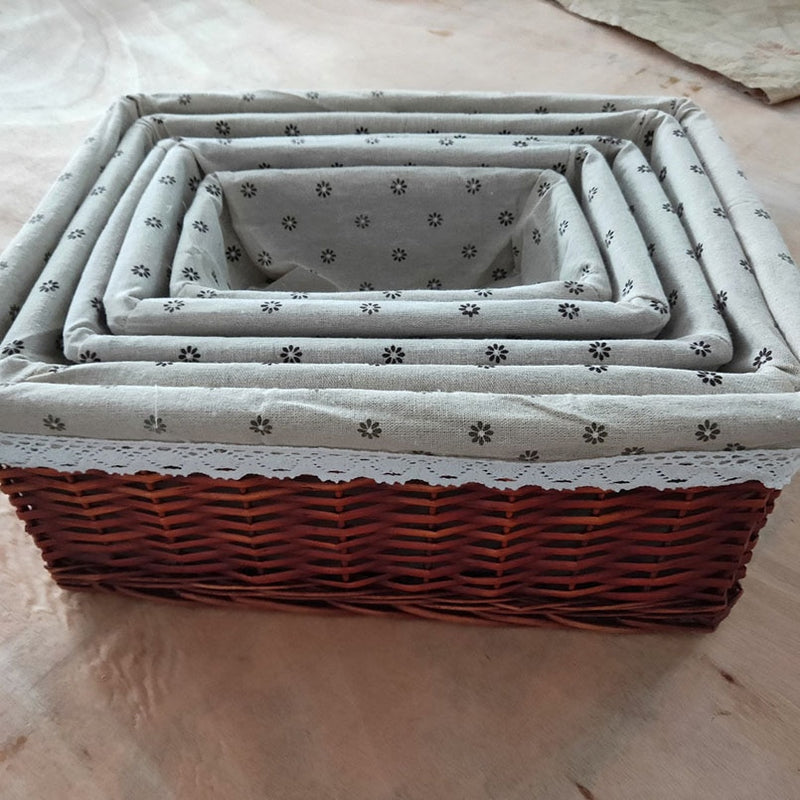 4 Sizes Handmade Rattan Storage Baskets Household Items Snacks Fruit Debris Laundry Finishing Willow Storage Basket