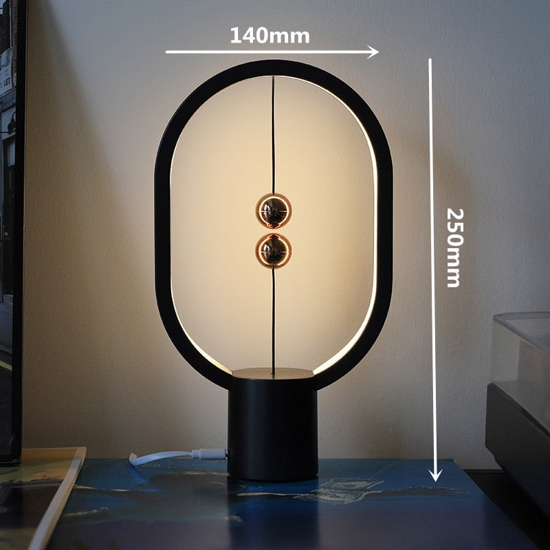 USB-betriebene Mini-HENG-Balance-LED-Tischlampe, Ellipse, magnetischer Luftschalter, Touch-Dimmung, Augenpflege, Nachtlicht, Geschenkdekoration