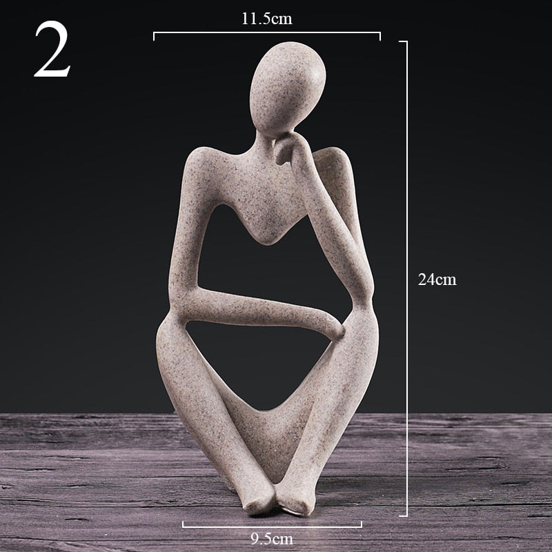 Abstract Thinker Statue Sculpture Nordic Resin Thinker Character Figurine European Style Office Home Decoration Accessories