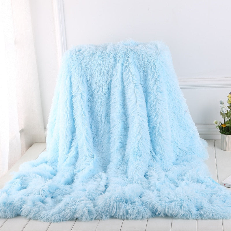 Ropa de cama suave y cálida, manta de felpa esponjosa de piel sintética para cama, sábana, decoración del hogar, manta cómoda
