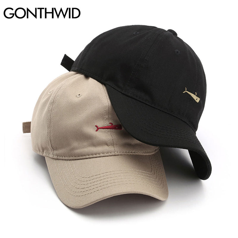 GONTHWID bordado pescado ajustable gorras de béisbol Casual Color sólido algodón curvado visera sombreros hombres mujeres moda sol sombrero