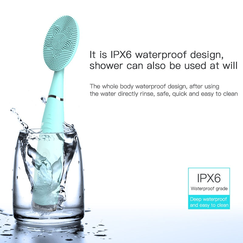 Facial Cleaning Brush Electric Cleaning Brush USB Rechargeable Waterproof Silicone Pore Cleaner Skin Massage Facial Cleansing