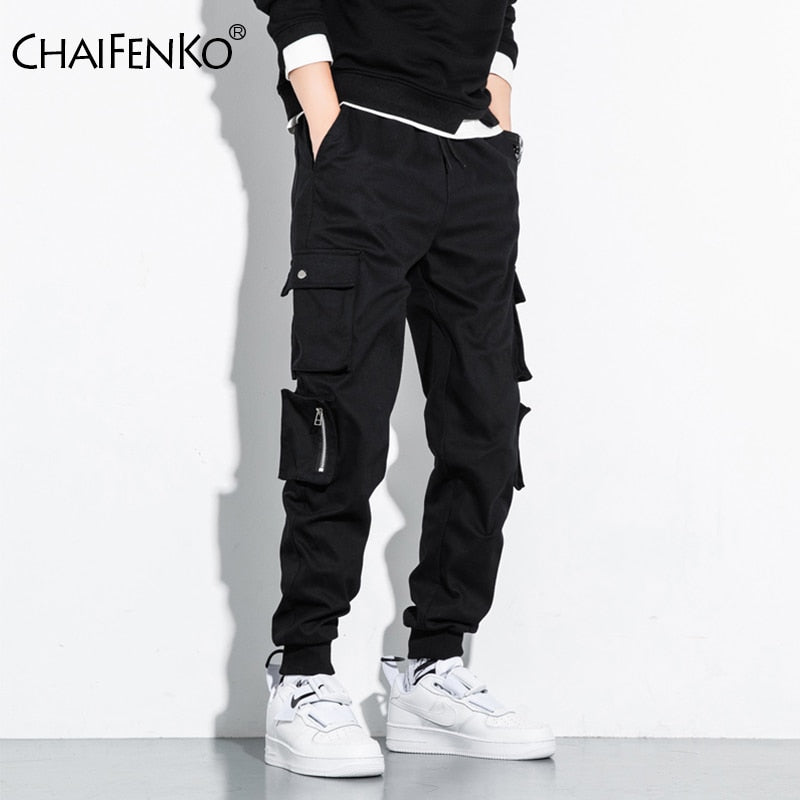 CHAIFENKO Hip Hop Cargo pantalones hombres moda Harajuku Harem pantalón Streetwear Casual Joggers Multi-Bolsillo Tie pies hombres pantalón M-8XL