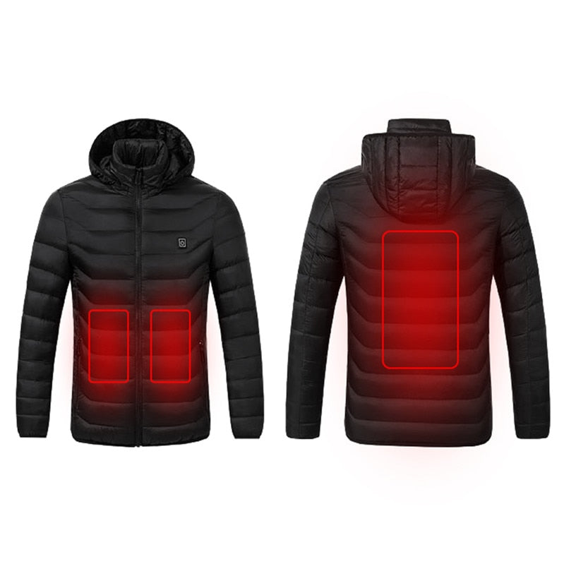 Chaquetas térmicas de alta calidad, chaleco de algodón para hombres y mujeres, abrigo para exteriores, chaquetas con capucha con calefacción eléctrica USB, abrigo térmico cálido para invierno