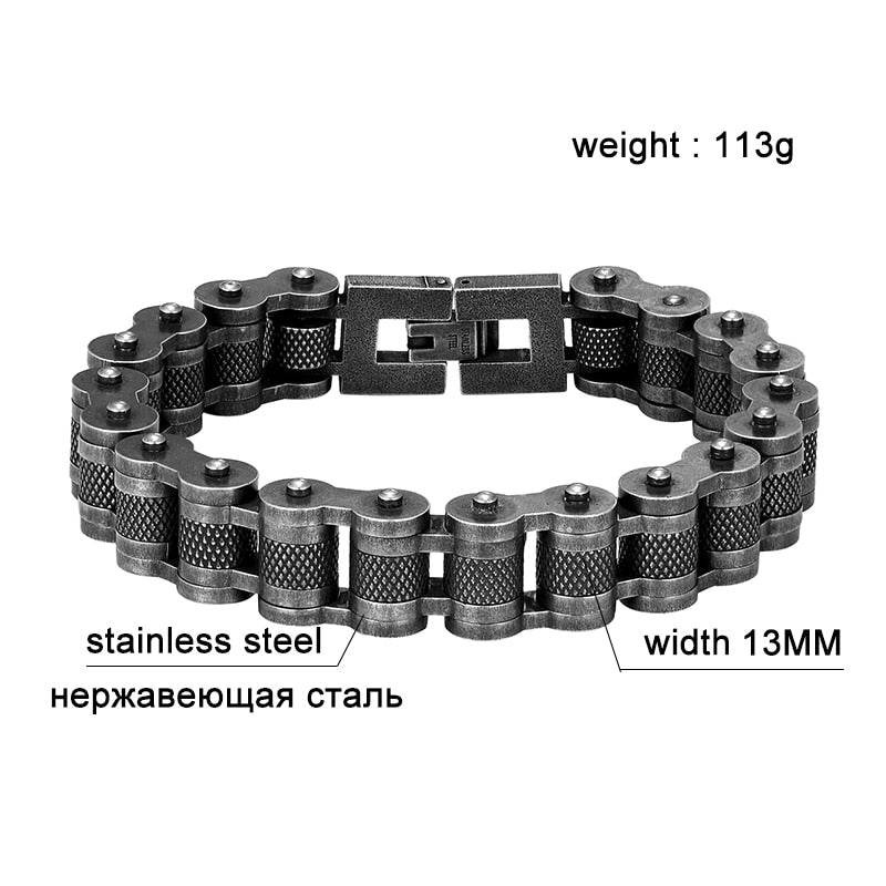 Motorcycle Men Bracelet 13MM Stainless Steel Retro Jewelry Wide Hand Chain Accessories Wristband Male Bangles Friends For Gift