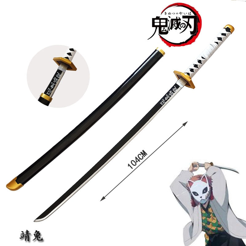104CM Demon Slayer 1:1 Sunwheel cuchillo Tanjirou Katana bambú Anime arma modelo Ninja niños juguetes Cosplay Prop niño colección de regalos