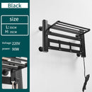Bathroom Electric Bath Towel Warmer Heating Towel Shelf Rack Household 55℃ Thermostatic Towel Dryer Punch Free Heater Rail Black