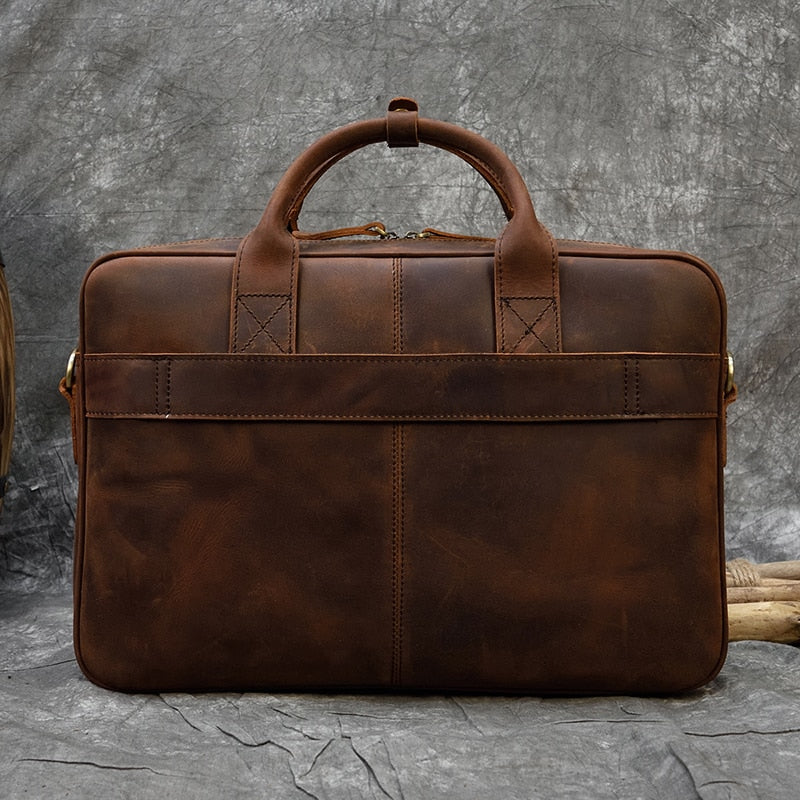 MAHEU Men Briefcase Genuine Leather Laptop Bag 15.6&quot; PC Doctor Lawyer Computer Bag Cowhide Male Briefcase Cow Leather Men Bag