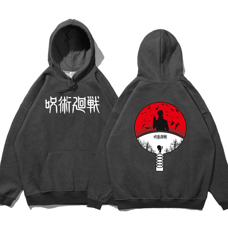 Jujutsu Kaisen Anime Double-Sided Printing Hoodies Men Loose Fleece Hoodie Autumn Fleece Sweatshirt Casual Hip Hop Clothing Man