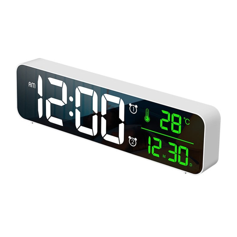 LED Digital Alarm Clocks With Snooze Digital Temp Time Music Dual Clock With USB Charger Large Digit Display Brightness Dimmer