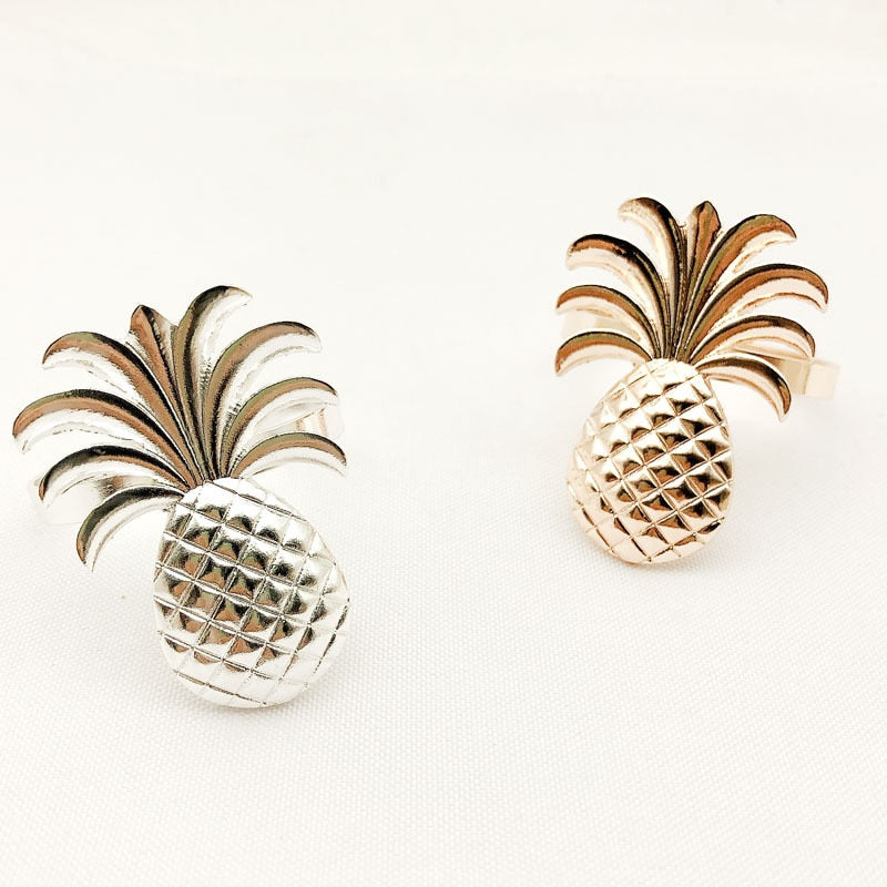 10pcs/lot Hot sale pineapple napkin ring metal plating napkin ring ring stand wedding holiday party table decoration