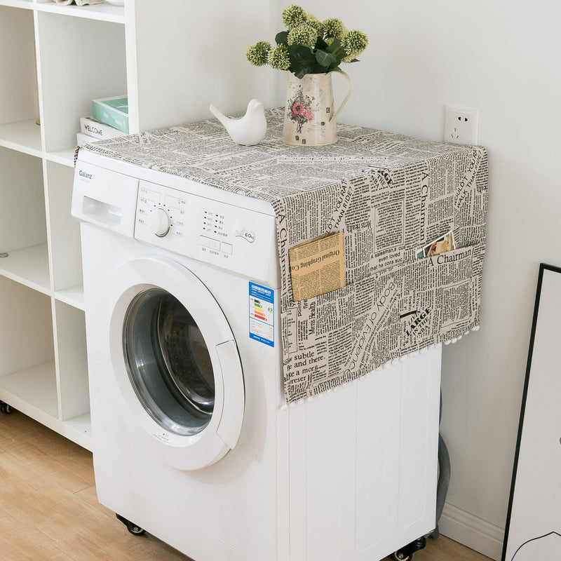 Linen Gray Geometric Refrigerator Cover Single Door Dust Cover Garden Double Open Drum Washing Machine Towel Cloth Household