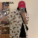 Chic Vitage Short Sleeve Loose Women Blouse Shirt Y2K Butterfly Printing Button Up Pockets Womens Shirts 2022 Summer Y2K Tops