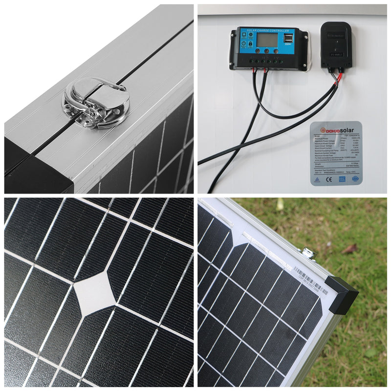 Dokio, 18V, 100W (2*50W), Panel Solar plegable, 12V, batería Solar, celda de carga, conjuntos de paneles solares con controlador de 12V, 10A, sistema Solar