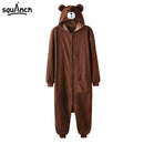 Oso Onesie mujeres hombres Kigurumis Animal pijama dibujos animados zapatillas Festival Homewear invierno cálido traje cremallera botón monos