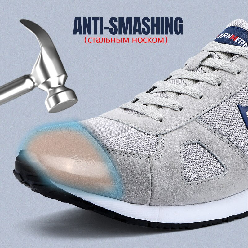 LARNMERN Arbeitssicherheitsschuhe für Herren Stahlkappenkonstruktion Sneaker Atmungsaktiv Leicht Anti-Smashing Antistatisch Anti-Rutsch-Schuh