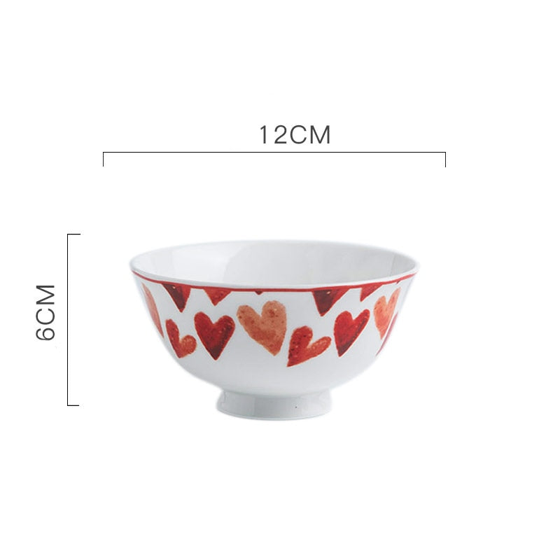 Creative bone china love red stroke ceramic plate Western steak salad dessert cake sushi home kitchen storage decorative plate