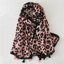 Luxury brand women leopard print cotton scarf shawls for winter foulard femme long soft warm wraps cachecol