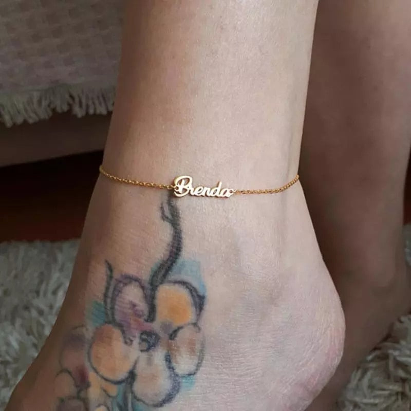 Charm Customed Name Anklet Bracelet Foot Handmade Letter Alphabet Anklets for Women Bohemian Beach Jewelry Valentine&