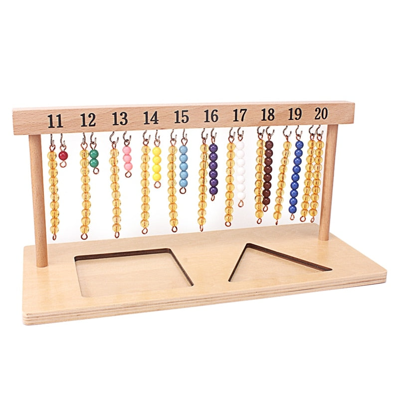 Montessori Mathe-Unterrichtsspielzeug Digitals Numbers 1-20 Hanger And Color Beads Stairs for Ten Board Preschool School Training Toys