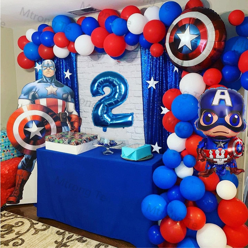 1Set Super Hero Balloon Captain America Birthday Party Decorations Baby Shower Decor Kids Party Cartoon Character Balloon Globos