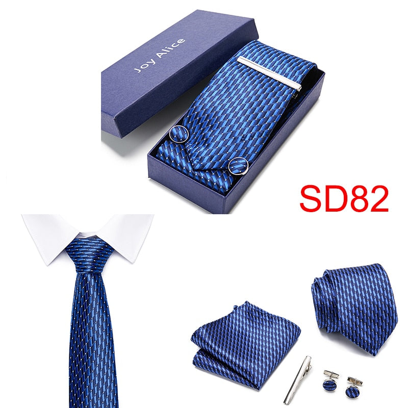 Gift Box 38 styles Tie Set Hanky Cufflinks With Gift Box Jacquard Woven Neckties Set For Men Wedding Party Lots of  accessories