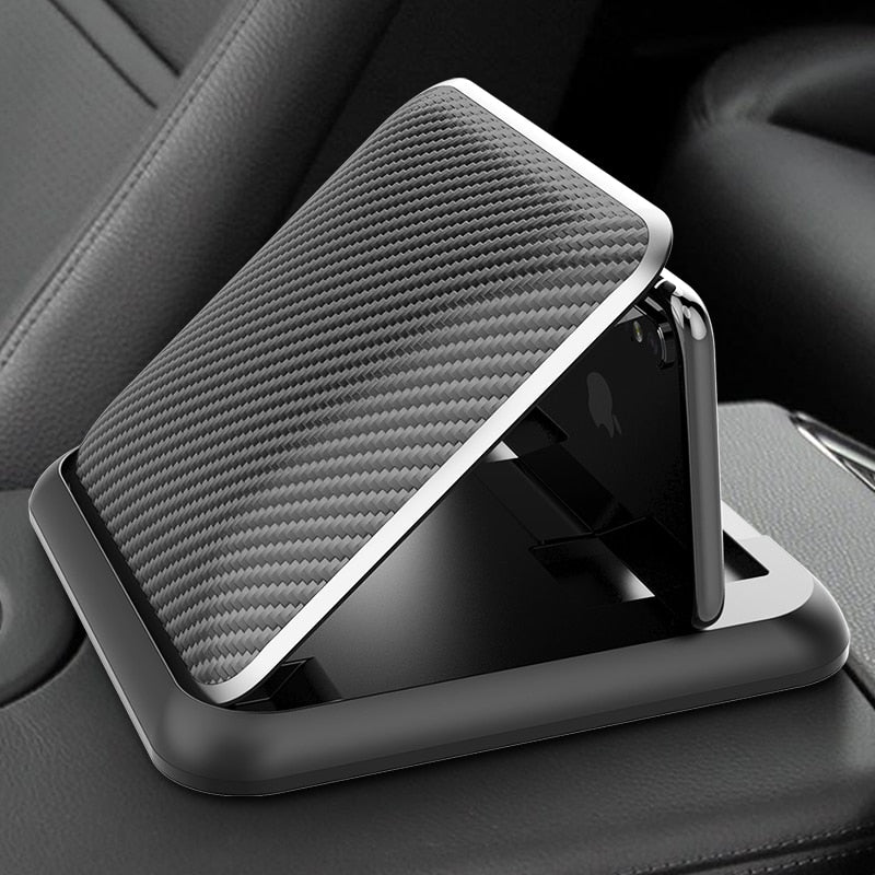 Carbon Fiber Car Phone Holder Dashboard Universal 3 to 7 inch Mobile Phone Clip Mount Bracket For iPhone XR XS MAX GPS Stand