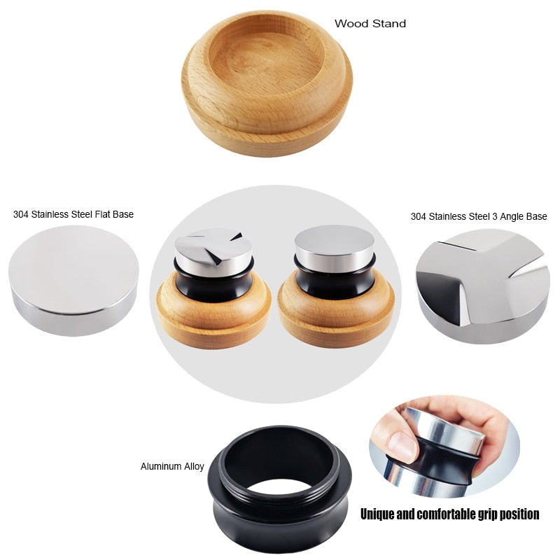 51mm 53mm 58mm 3 Angle Flat Base Coffee Tamper for Espresso Coffee Machines Press Coffee Grinder Cafe Powder Hammer