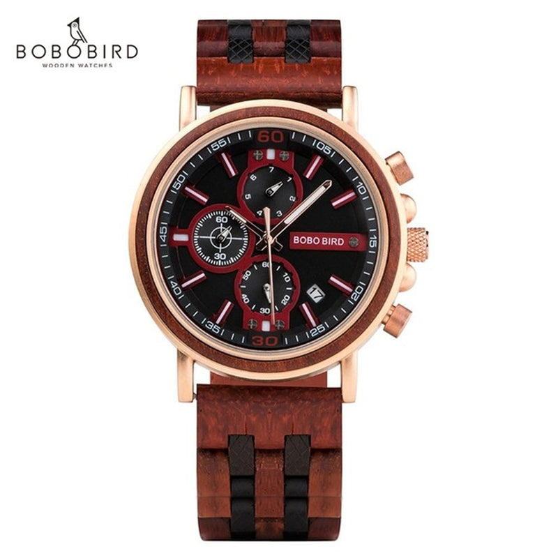 Bobo Bird Herrenuhren Armbanduhr für Herren Quarz Armbanduhren Male Chronograph Luminous Orologio Uomo Timepiece CustomGift