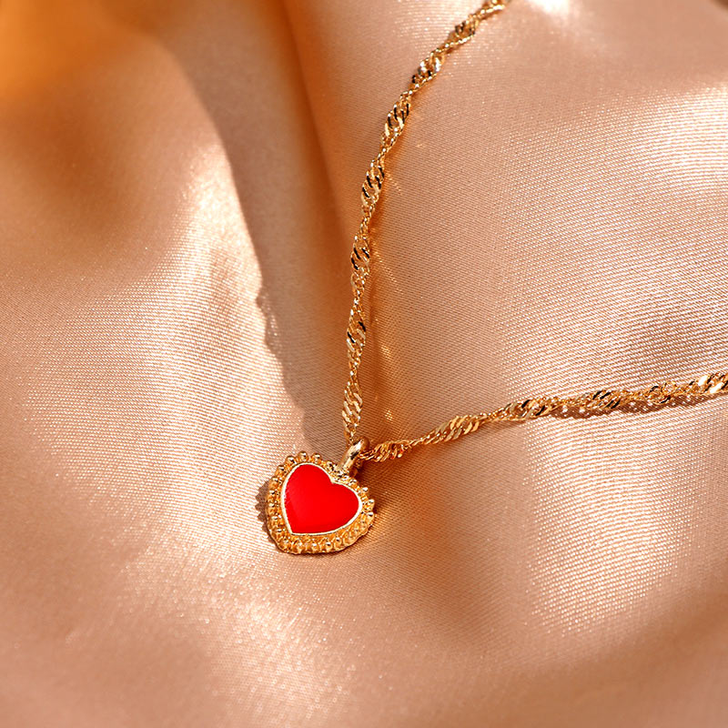 Flatfoosie Fashion Charm Herzförmiger Anhänger Halskette Für Frauen Goldfarbe Verdrehte Kette Halskette Schmuck Freundschaftsgeschenke