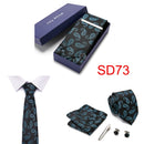 Gift Box 38 styles Tie Set Hanky Cufflinks With Gift Box Jacquard Woven Neckties Set For Men Wedding Party Lots of  accessories