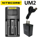 100% Original Nitecore UM4 UM2 USB QC Battery Charger Intelligent Circuitry Global Insurance li-ion AA AAA 18650 21700 26650